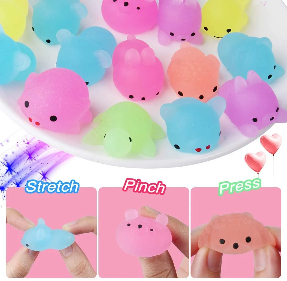 12Pcs Luminous Mochi Squishies, Mochi Squishy Animals Stress Toys, Mini Stress Relief Toys Mochi Animals Toys Kawaii