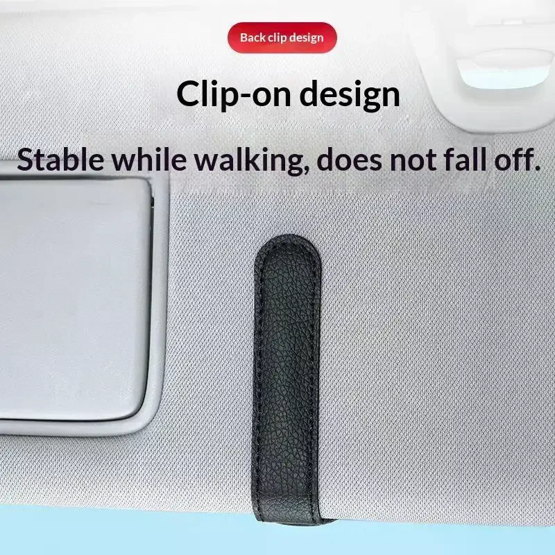 PU Leather Car Sunglass Clip Stable Non Slip Grip Scratch Resistant For Car Sun Visor Daily Driving Use