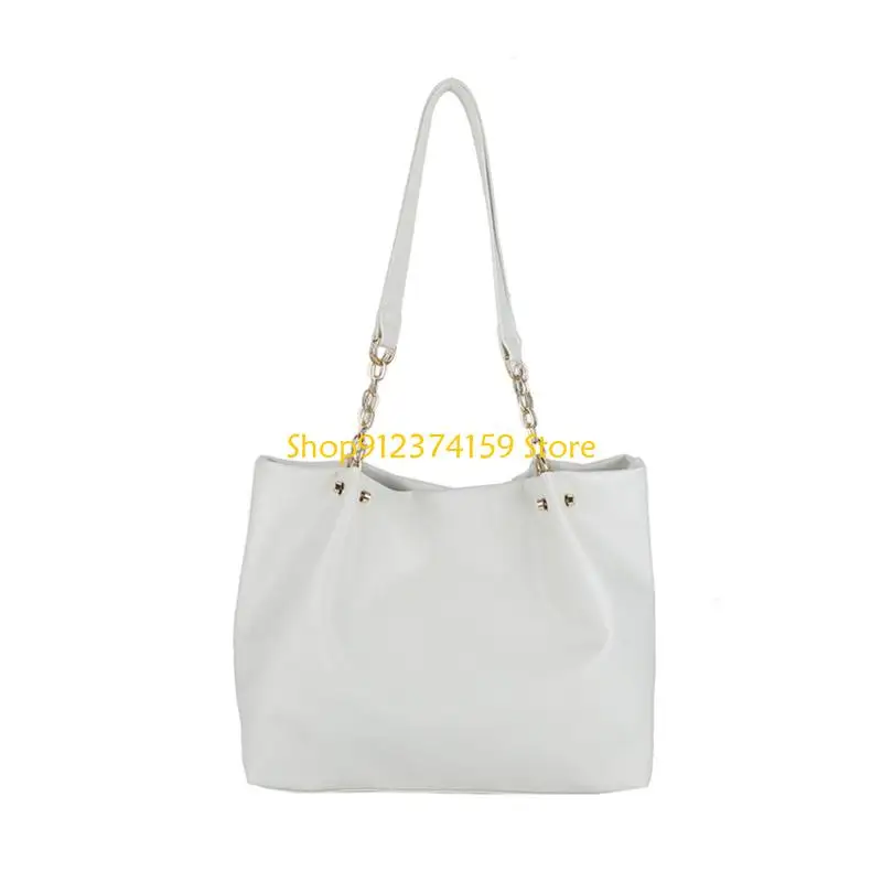 

G5AE Modern PU Leather Shoulder Bag Lightweight Chain Strap Multi Pocket Design Underarm Bag for Commuting Shopping