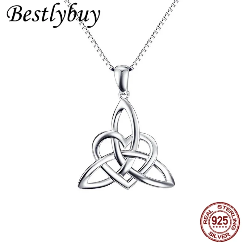 

Authentic S925 Pure Silver Hollow Celtic Knot Necklace Pendant Women's Original Design High-end Jewelry Gift Box