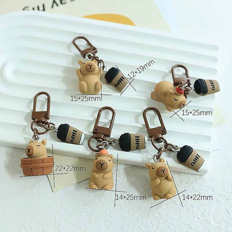 1pc Cartoon Kapibala Key Chain Capybara Phone Pendant Headphone Case Charms Bag Decor Car Key Ring Accessories