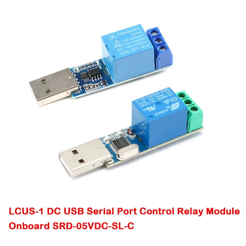 Módulo de Relé USB Tipo LCUS-1 (10 Peças) - Conversor Eletrônico PCB com Controle Inteligente USB SRD-05VDC-SL-C 5V 10A