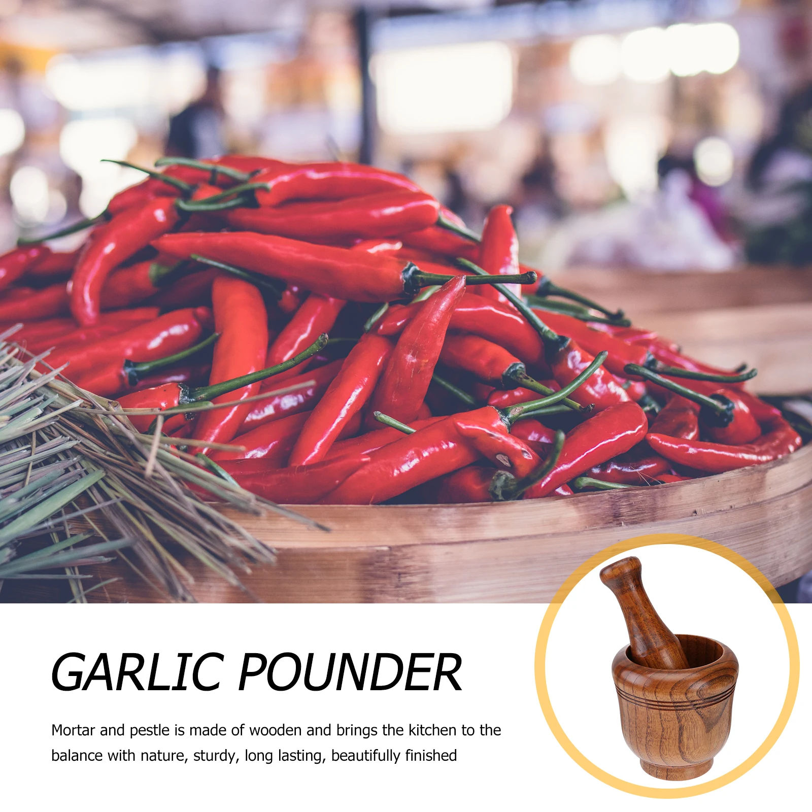 

1 set Solid Wood Garlic Grinder Set Household Garlic Tool Wooden Masher For Kitchen Natural Spice Crusher Mortar