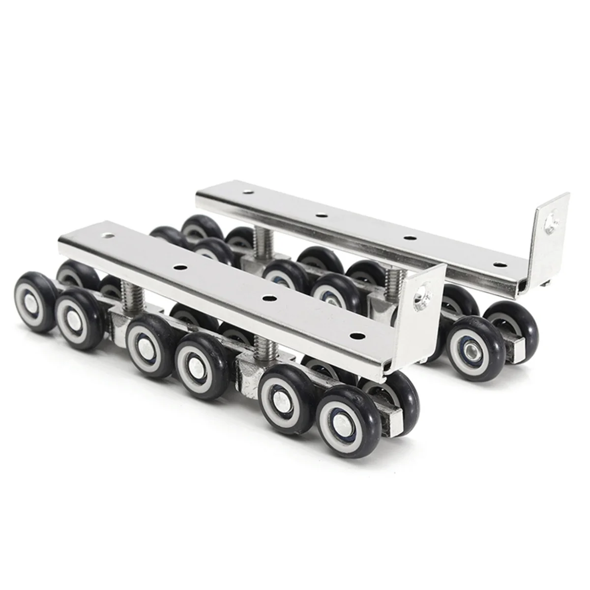 AA25 2pcs Door Wheels Roller 12 Wheels Hangers Roller Furniture Cold Rolled Steel Sliding Door Closet Hardware Mute Kit
