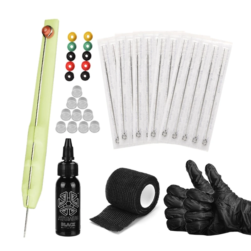 Hand Poke Supplies Set with 25Pcs Needles Bandage Grommets Gloves Dropship