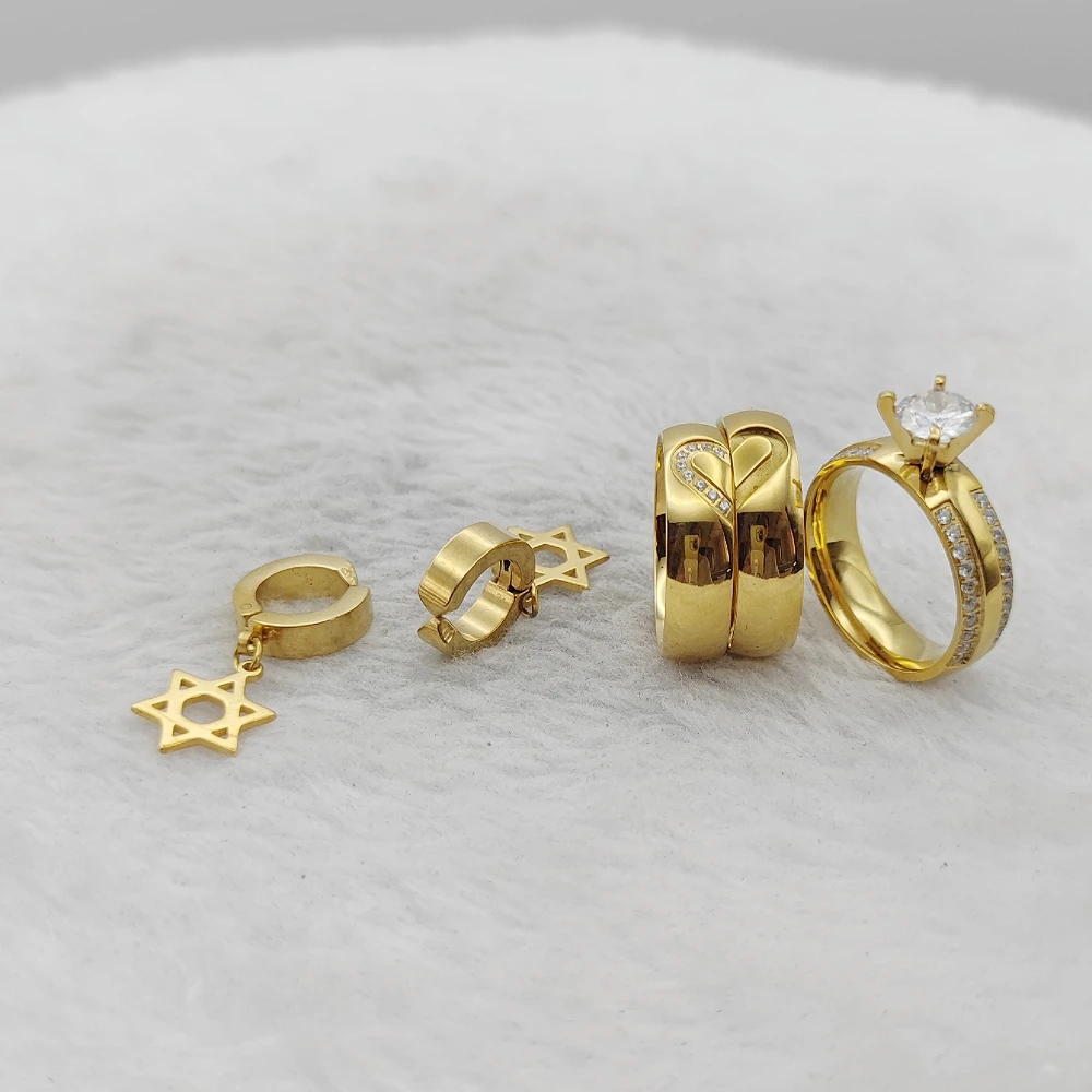 

Fashion Jewellery Dubai Wholesale Ring Ladies Earrings Engagement Wedding Cz Diamond Couples 24k Gold Plated Rings