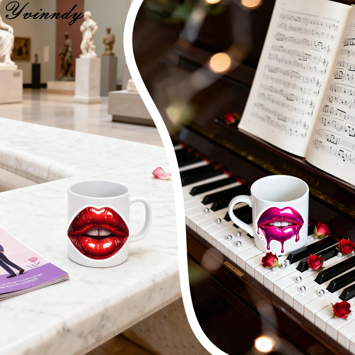 12Pcs/Set Colorful And Sexy Floral Lips DIY Glass Jar Packaging Stickers UV DTF High Self-Adhesive Transfer Paper view 5