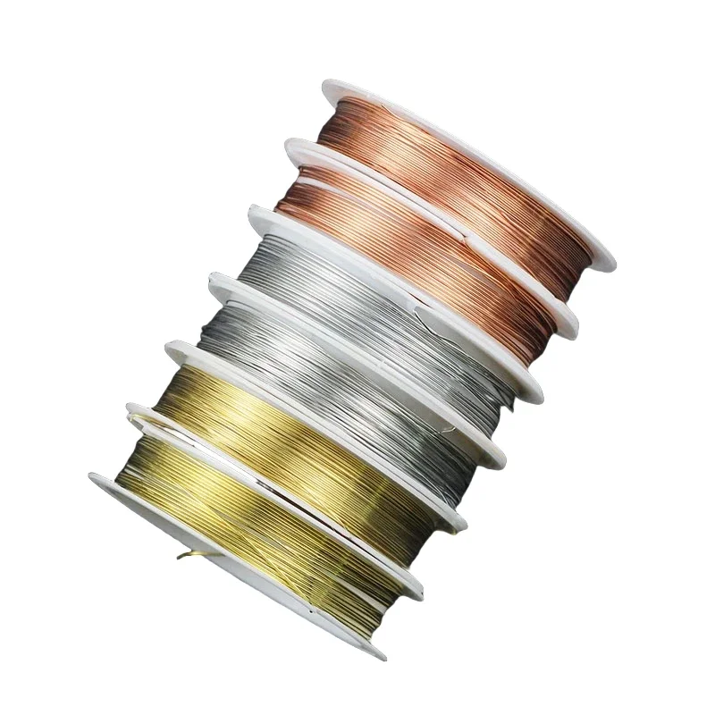 1 Roll Silvery/Golden/Rose Golden Copper Wire For Bracelet DIY Colorfast Beading Wire Jewelry Cord String Craft Making 0.2-1.2mm