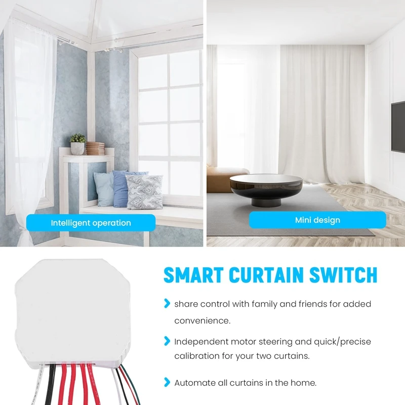 Tuya Smart Wifi 2 Gang Double Curtain Blind Switch Module Roller Shutter Electric Motor Smart Life App With Home Alexa