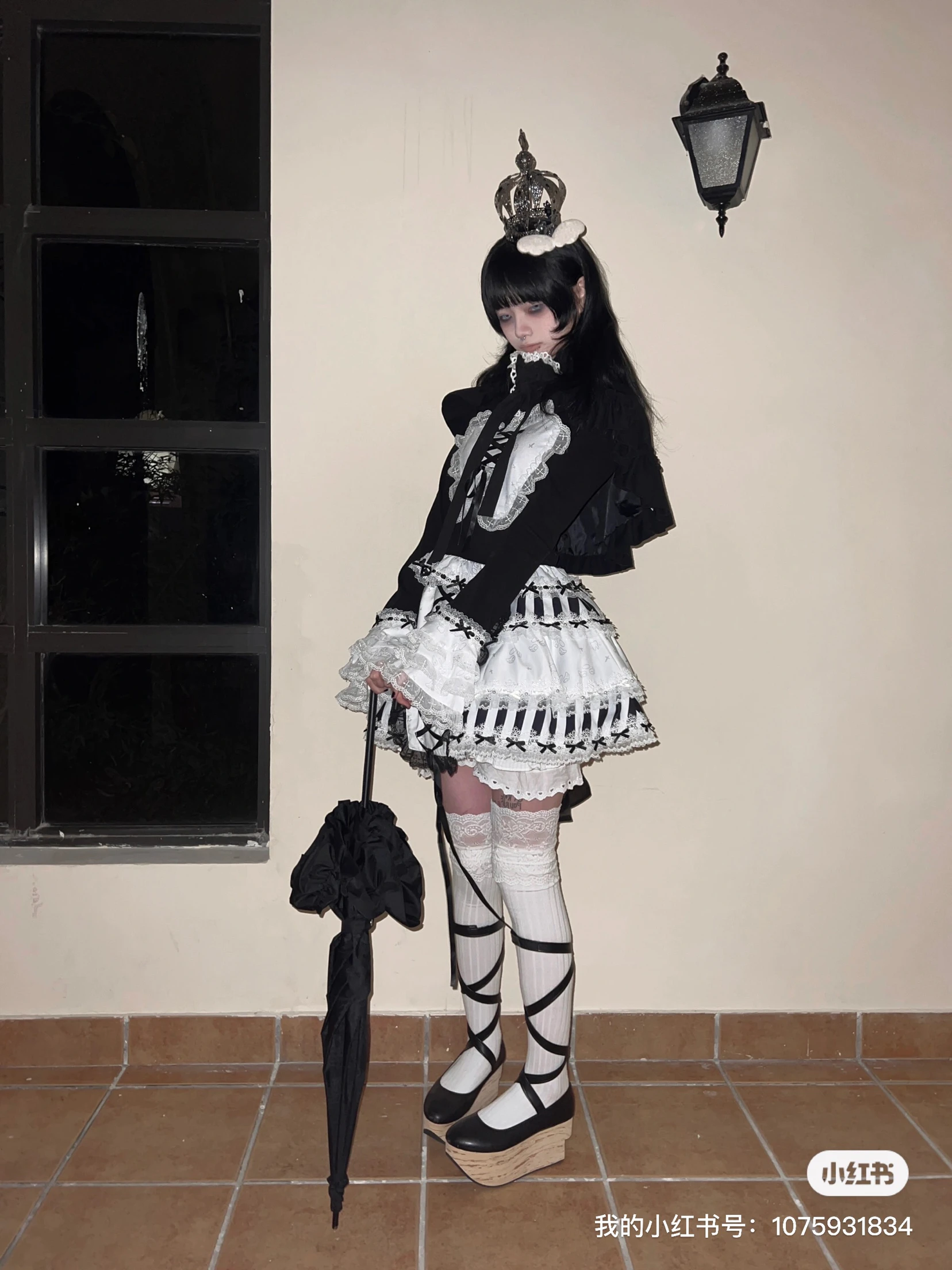 Lace Trim Original Lace-Up Cross Coffin Striped Lace Half Skirt Cute Subculture SK Puff Skirt with Elastic Waist Skirts