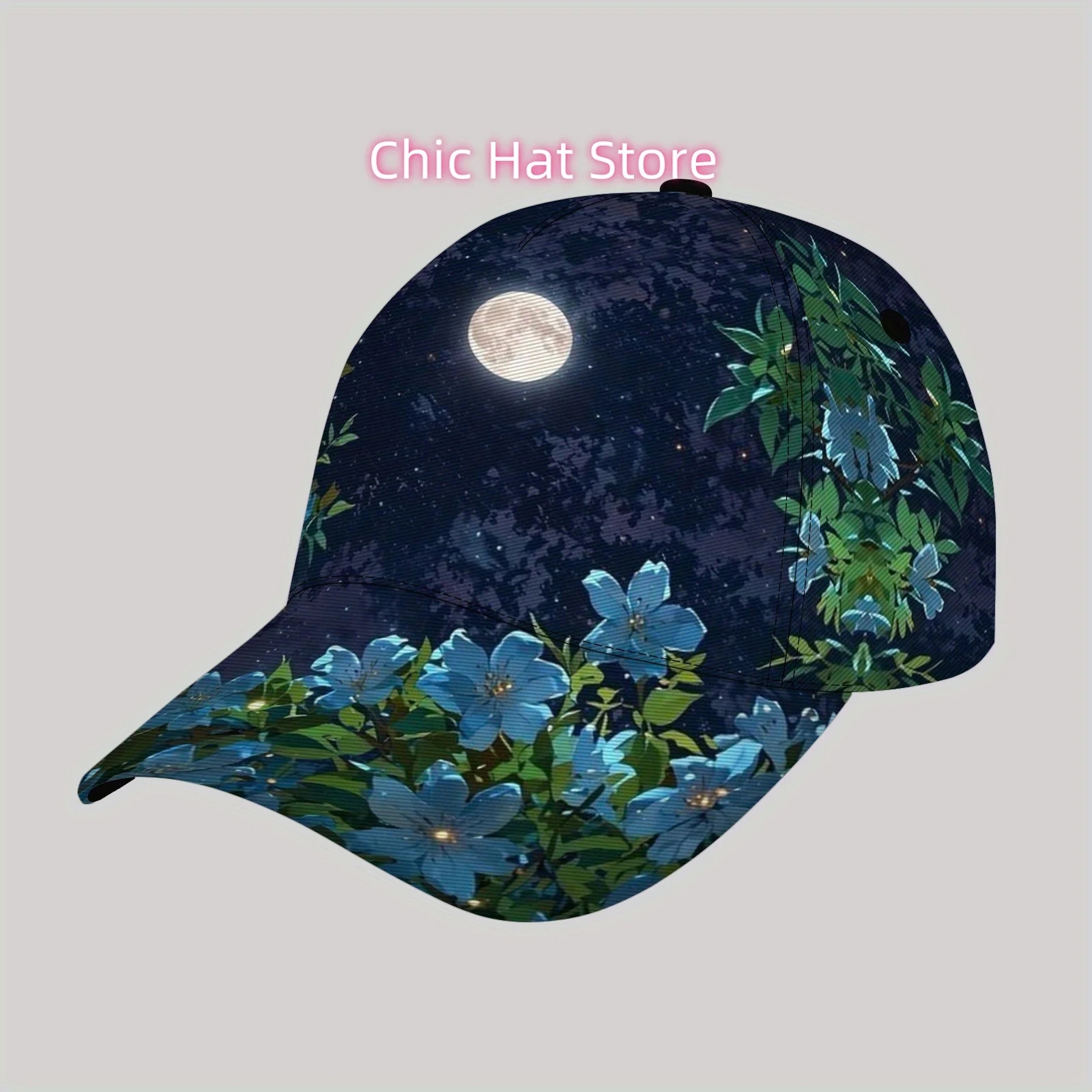 Fashionable and Lightweight Sun Hat, Cool Hip-hop Baseball Cap, Suitable for Beach, Beautiful night scene pattern