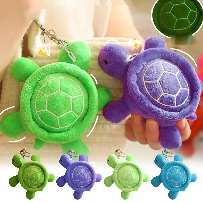 10cm Turtle Doll Keychain Glowing in Dark Stuffed Animals Bag Pendants Plush Turtle Backpack Charm Keyring Birthday Xmas Gifts