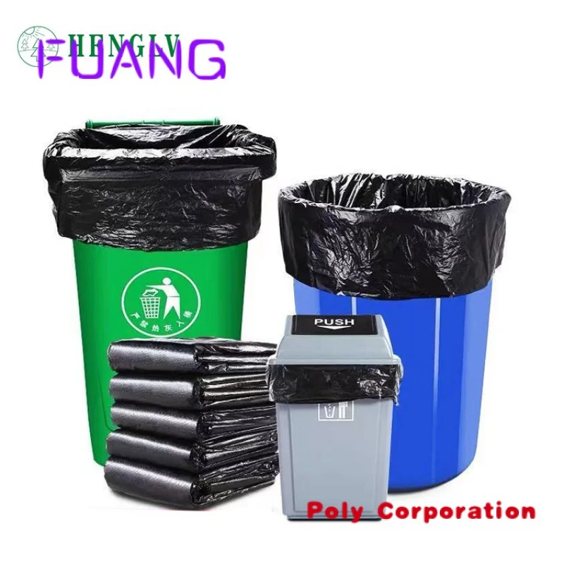 Custom  Big Capacity Trash Bag Heavy Duty 55 Gallon Black Hotel Extra Large Commercial Garbage Bag Biodegradable Industrial Tras