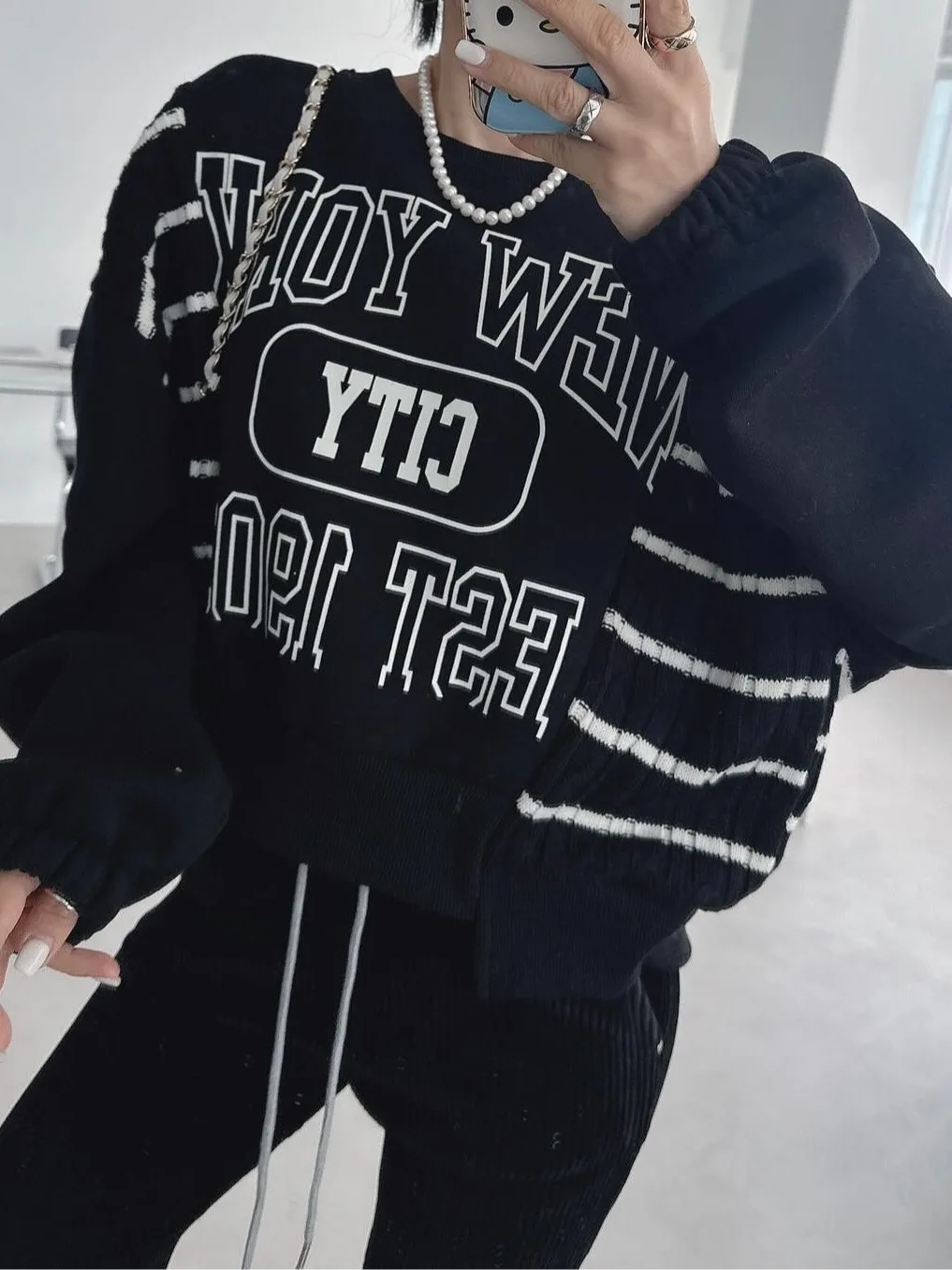 

Retro Chic Women's Knitted Long Sve Sweatirt round Ne Stripe Print Design Patchwork Knitwear Casual Comfortable Fit