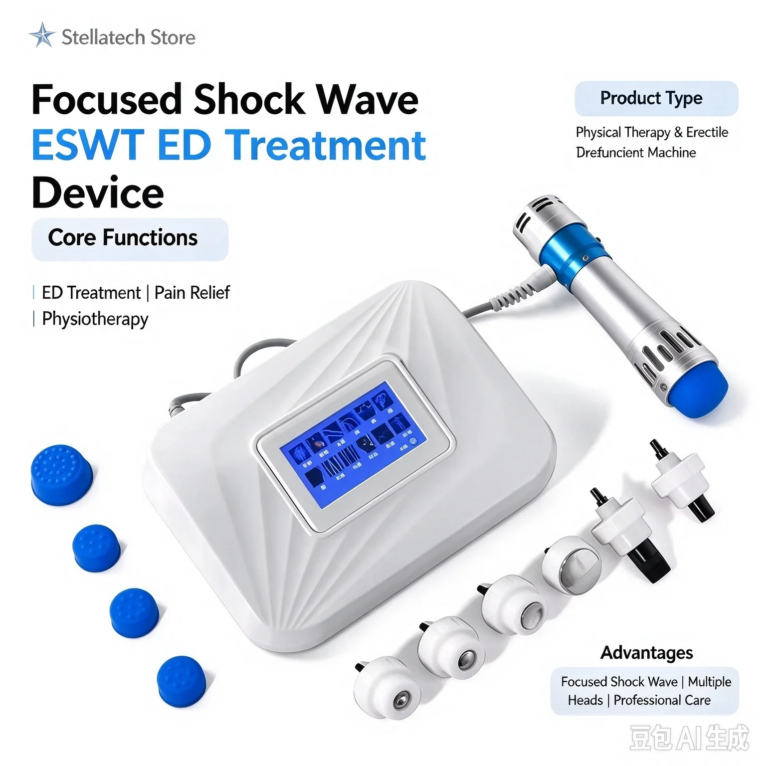 Focused Shock Wave Physical Therapy Machine Erectile Dysfunction ESWT ED Treatment Device