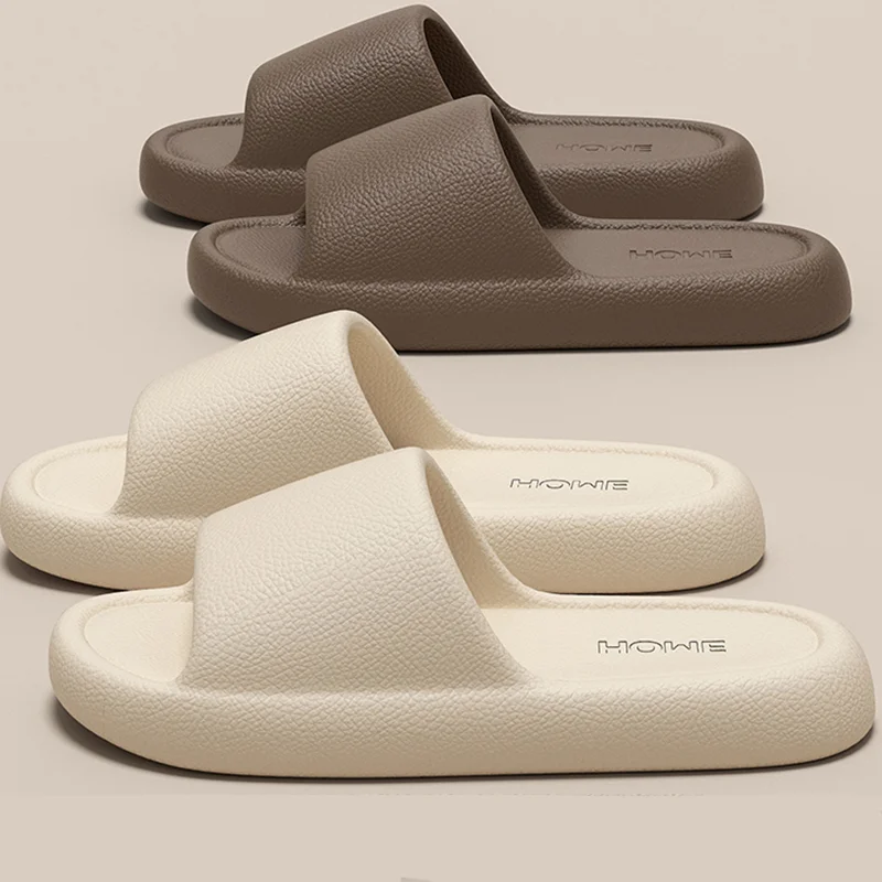Thick Platform Cloud Beach Eva Slippers for Women Summer Solid Color Simple Soft Sole Sandals Couple's Non Slip Shower Slippers