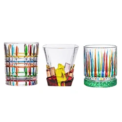 Whiskyglazen Met Kleurrijke Schilderij, Scotch Whisky, Bourbon, Cocktails Rum, Duurzaam Whiskyglazen