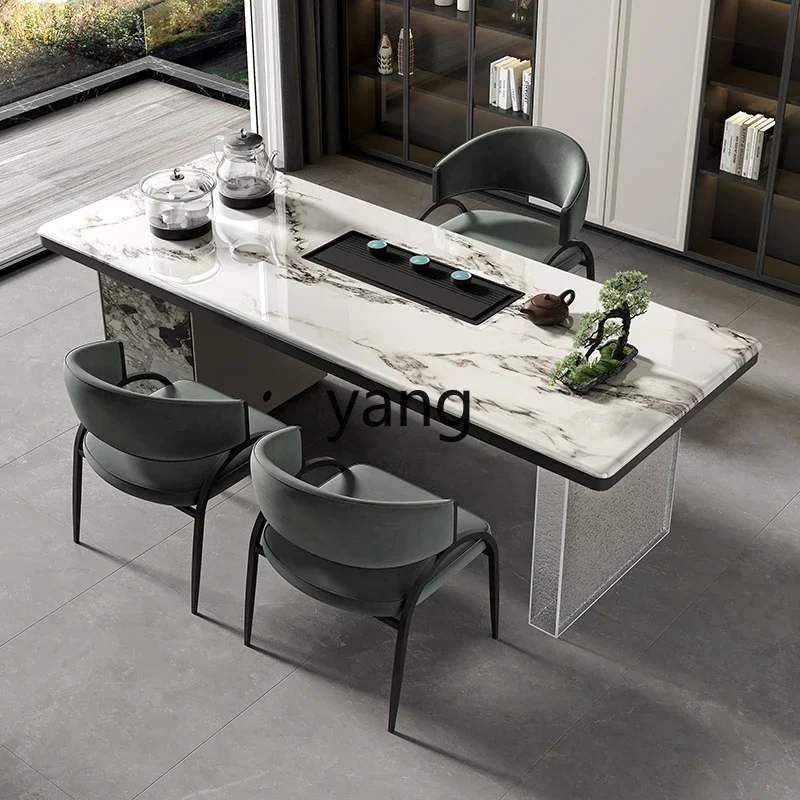 Lmm light luxury rock slab tea table and chair combination office high-end household tea table