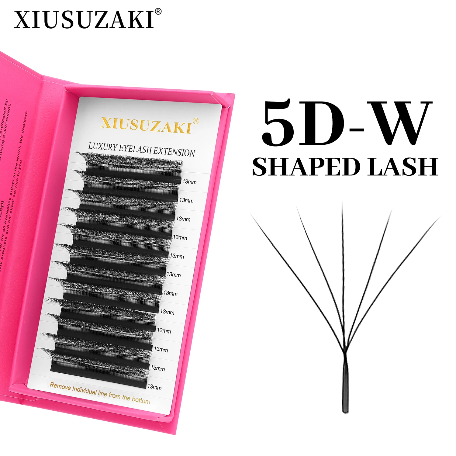 XIUSUZAKI 5D W Lashes Black Premade Fans Eyelashes Extensions Natural Soft Individual Volume False Lashes Beauty Makeup Tools