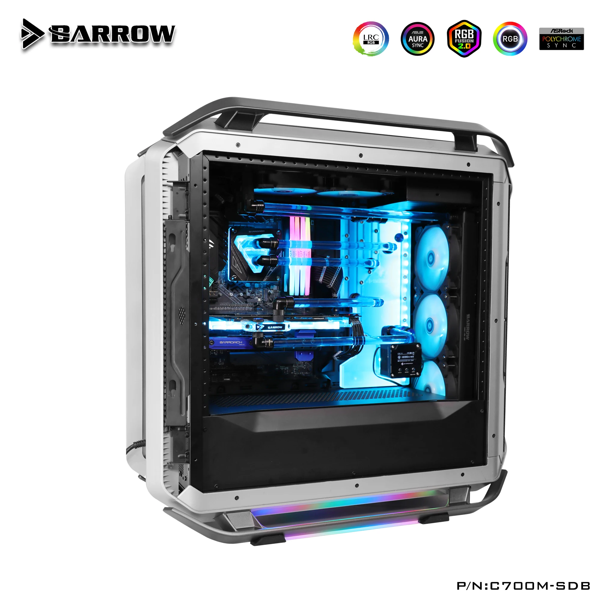 Barrow RGB Liquid Water Cooling Waterway Distro Plate Reservoir for Cooler Master C700M Chassis C700M-SDB