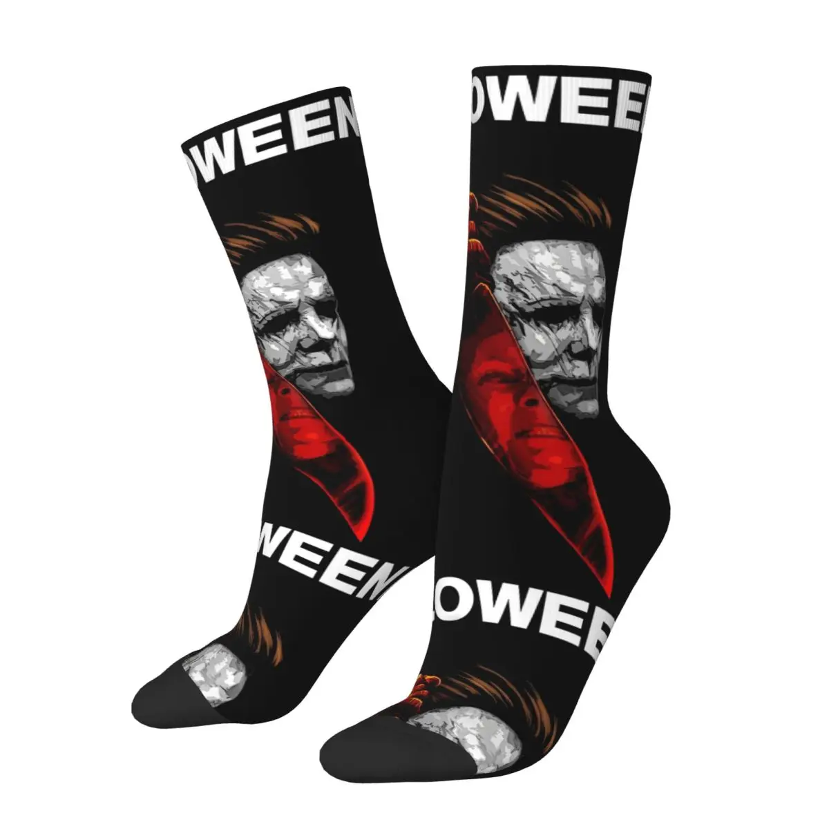 Halloween Michael Myers Socks Men Women Polyester Fashion Horror Movie Socks Novelty Spring Summer Winter Middle Tube Socks