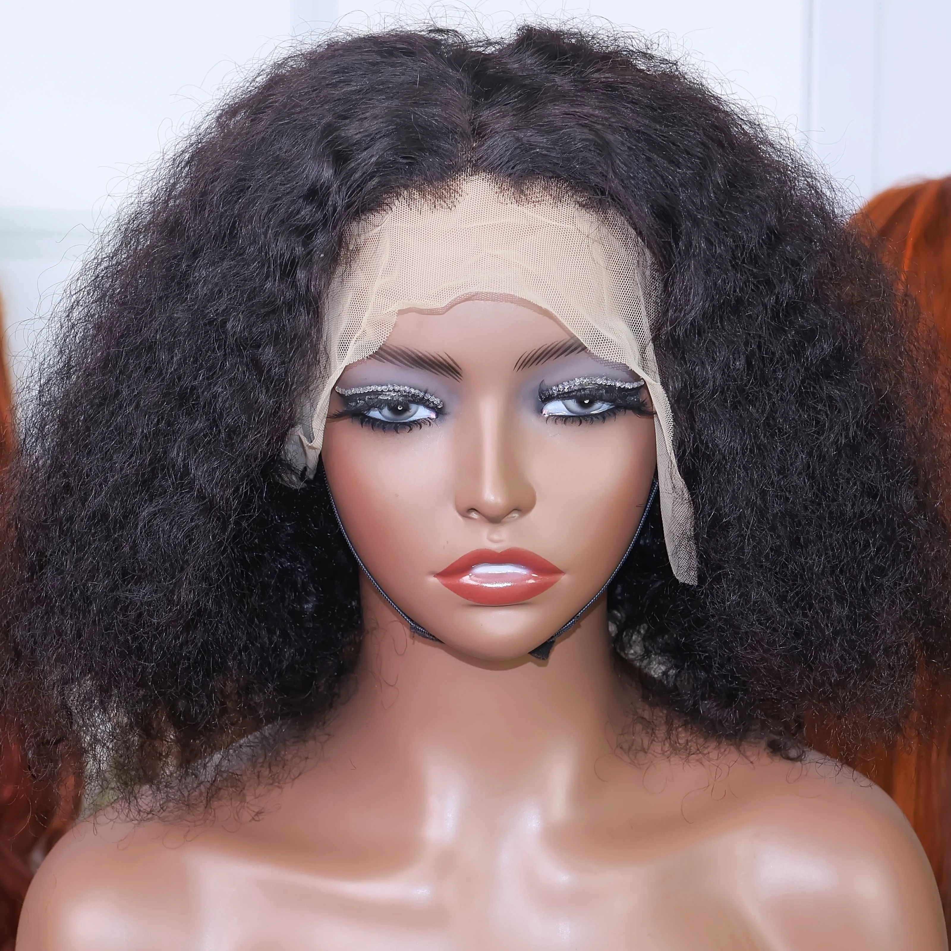 

Natural Black Human Hair Short Bob wigs 200% Density 13x4 Transparent Water Wave Brazilian Human Hair Lace Front Wigs 8-16inch