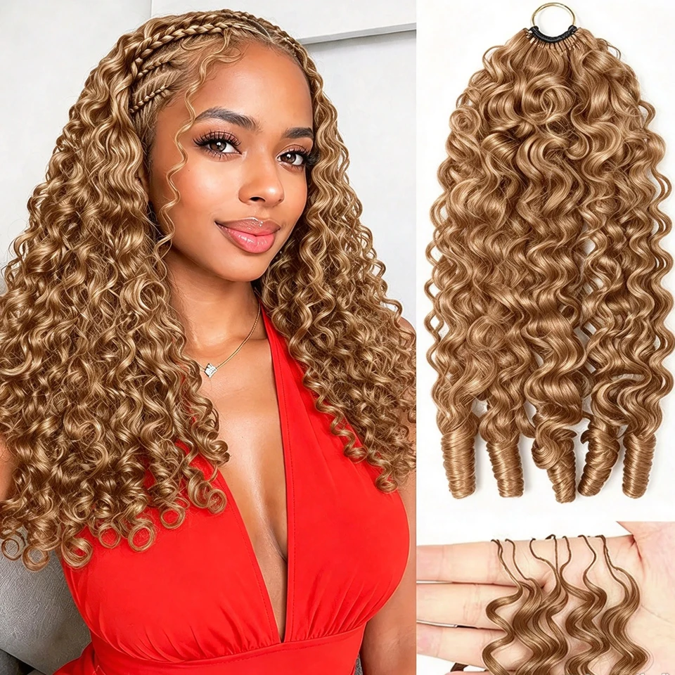 Burmese Curly Crochet Human Hair #27 Honey Brown Miracle Knots Pre-Separated Time-Saving 60G Premium Reusable Crochet Hair