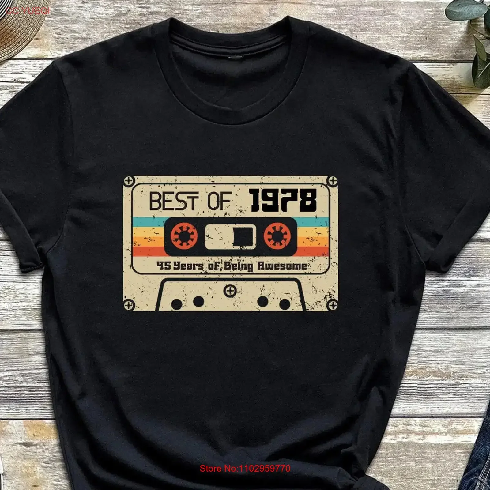 Футболка в подарок на 45-летие, винтажная, 1978, 45 Classic All Original Parts, ретро, винтажная, с эффектом потертости, модная, повседневная, стильная, для мужчин