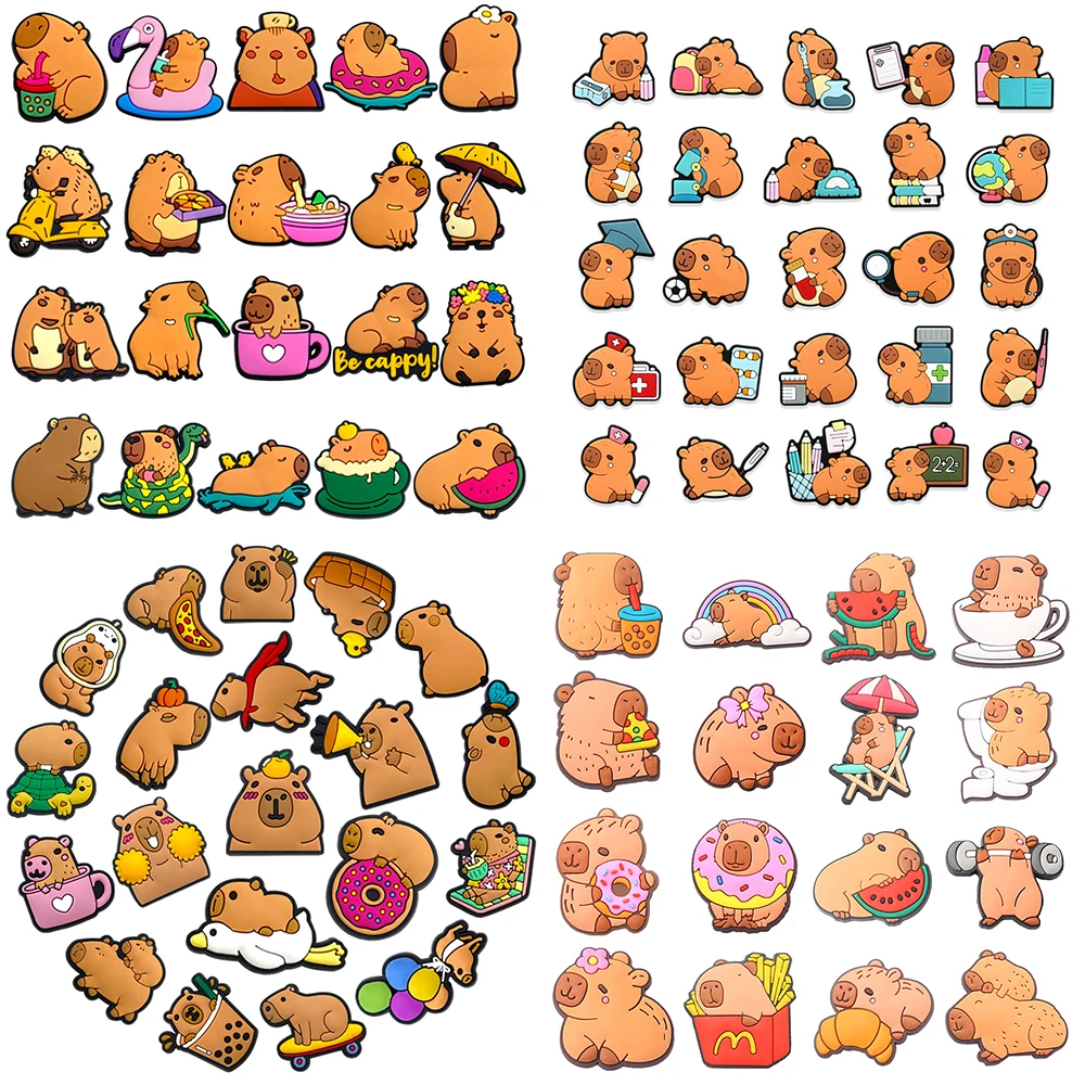 1-25pcs Cute Animals Capybara Shoe Charms for Accessories Charms Clogs Slides Shoe DIY Shoe Decoration Buckle Women Party Gift