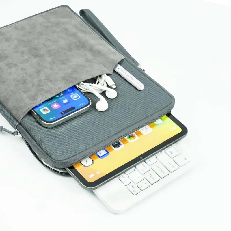 for Lenovo ThinkTab X11 Gen 1 Tablet Carry Bag with Lanyard Patch Pocket Zip Storage Pouch Shockproof Lining Waterproof Sleeve