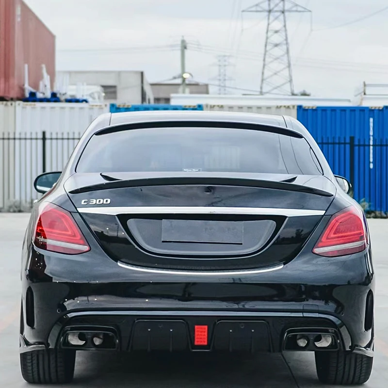 Carbon Fiber Boot Rear Trunk Spoiler For Mercedes Benz C Class Sedan W205 2015-2021 Deflector C63s AMG PSM Style Gloss Black