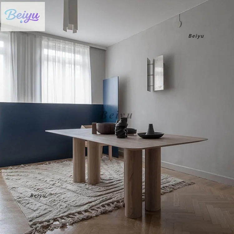 

Скандинавская кровать из цельного дерева и обеденный стол для завтрака, современная простая маленькая квартира, домашний обеденный стол, светильник, роскошный креативный верстак