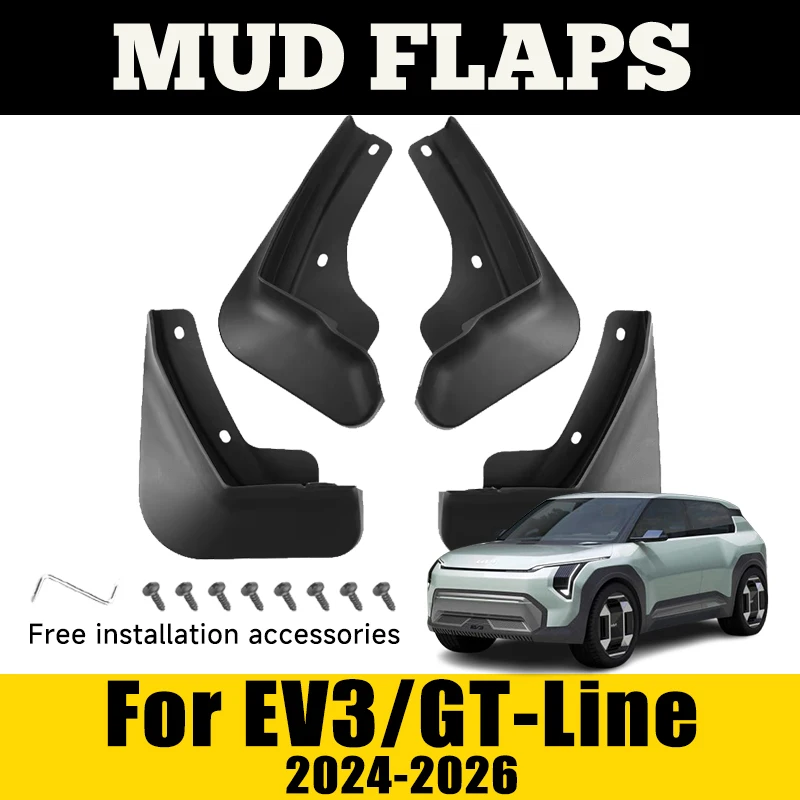 

4PCS Rear Mudguards For Kia EV3 GT-Line 2024 2025 2026 ABS Car Mud Flaps Wheel Mudguard Splash Guard Fenders Mudflap Accessories