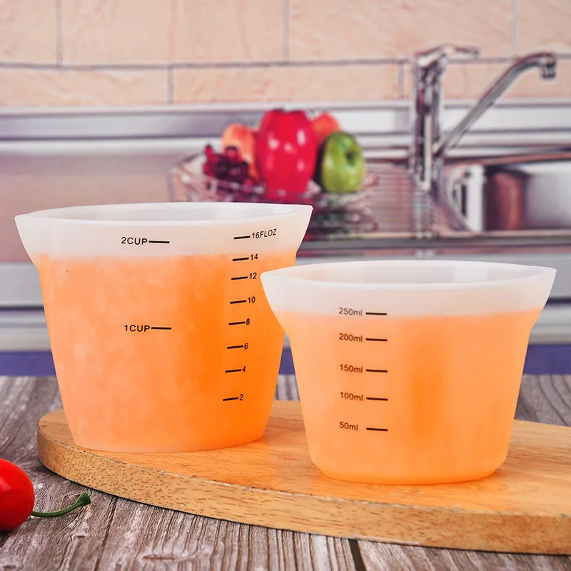 10/100/250/500ml Measuring Cup Food-Grade Silicone Measuring Jug Measuring Tools Scales Mixing Cup Kitchen Cake Baking Tool