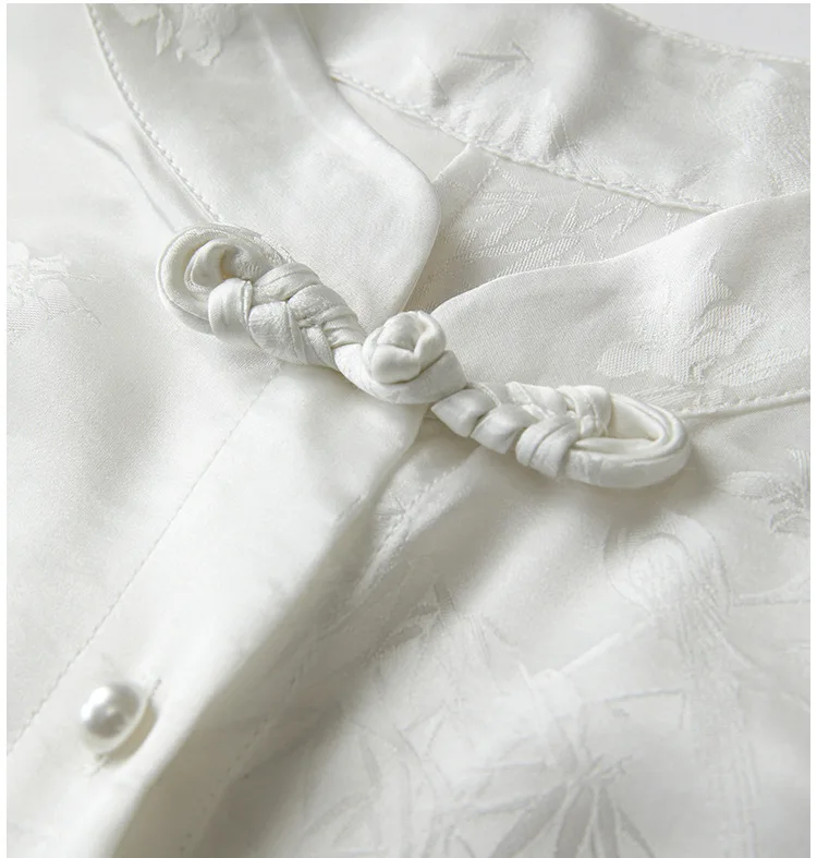 Winsleter-24,4% zijde 75,6% viscose elegant shirt, standaard jacquard, dames retro temperament pendelblouse, herfstnieuw 2025, T59433CC