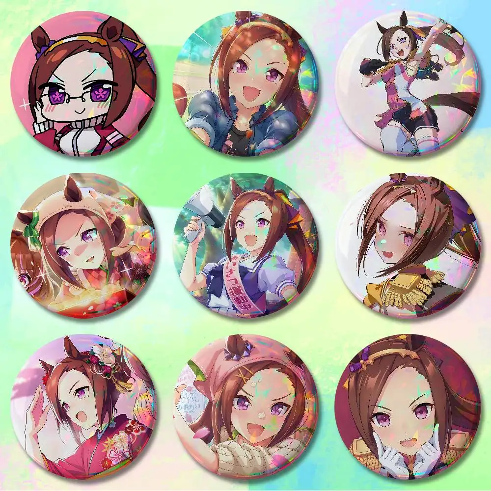 

S-Sakura Bakushin Game Badges 25 32 44 58 75 mm Round Cosplay Pin Bag Decor Fans Collect Friends Gifts Brooch Souvenir