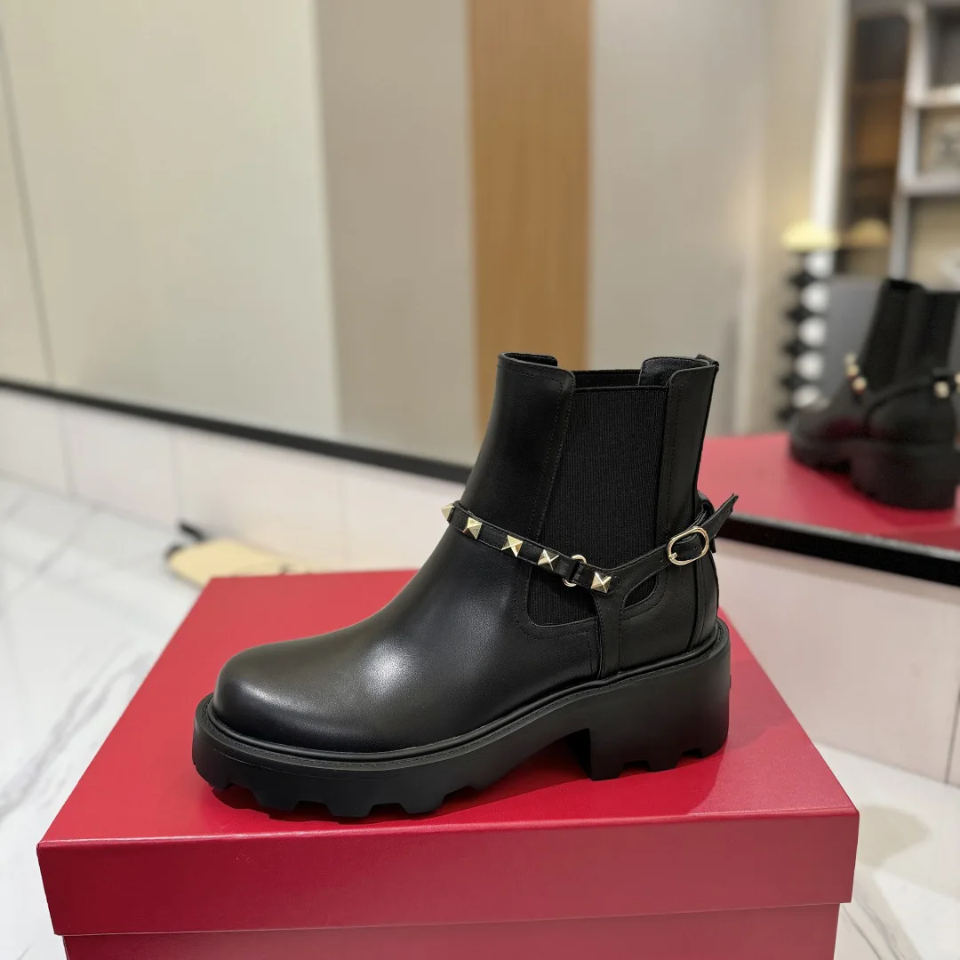 جديد إمرأة حذاء من الجلد جلد طبيعي سميكة وحيد برشام حذاء من الجلد لوكس تصميم جولة تو سميكة وحيد جلد البقر المواد حجم 35-40 #5