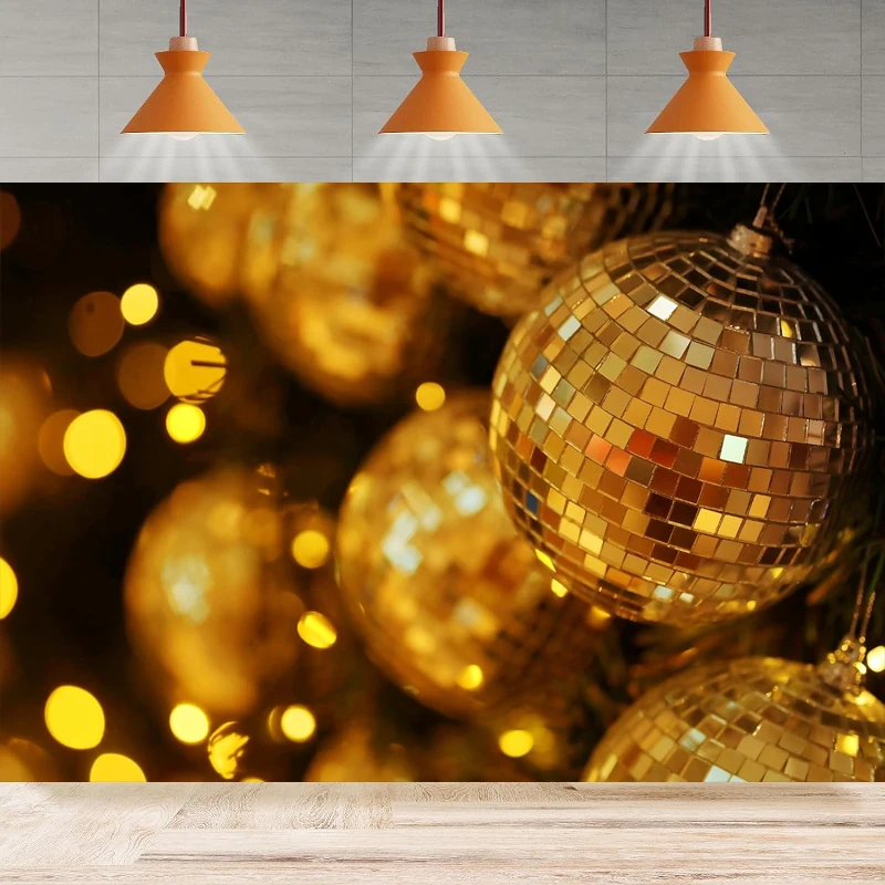 Photography Background For Golden Disco Ball Bokeh Neon Night Club Music Birthday Home Party Backdrop Wall For 70s 80s 90s Disco