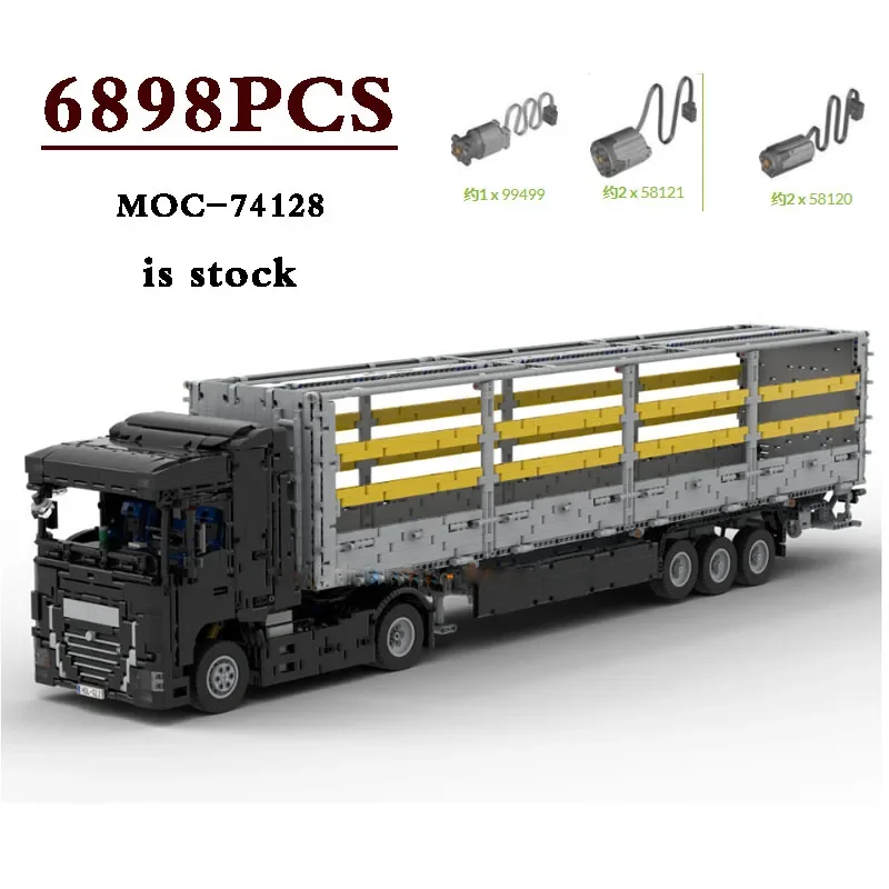 Combined  XF 460 + Trailer with Extrusion MOC-33481 MOC-74128 MOC-72991 Trailer Truck Heavy Container Truck Building Block Toys