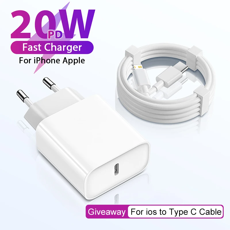 

PD 20W USB Type C Quick Charger For Apple iPhone 16 15 Pro Max Fast Charging Cable Data Line For iPhone 14 13 12 11 X XS 8 iPad