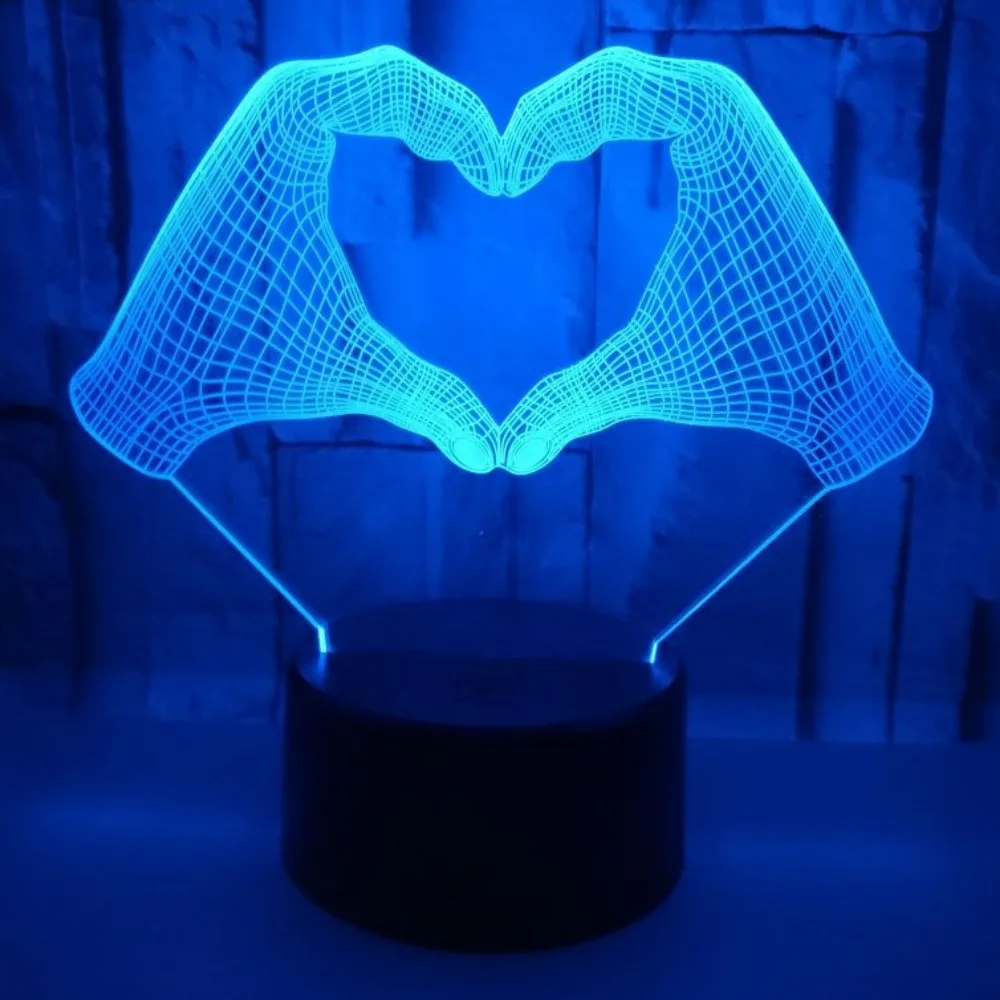 Nighdn Heart LOVE Gesture Night Light 7 Color Changing USB Table Lamp Gift for Women Lover Mother LED Nightlight Room Decor