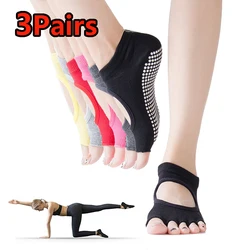 3 Pairs Yoga Socks for Women Split Dot Glue Non-Slip Pilates Socks Half Toe Ankle Sports Fitness Ballet Socks with Fingers