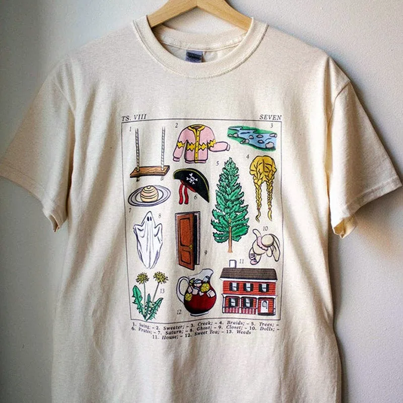 5317Seven Summer  Swift Folklore Seven Inspired Graphic Women T-Shirt Khaki Loose Cotton Short Sleeve Tops Ins Fashion Tees