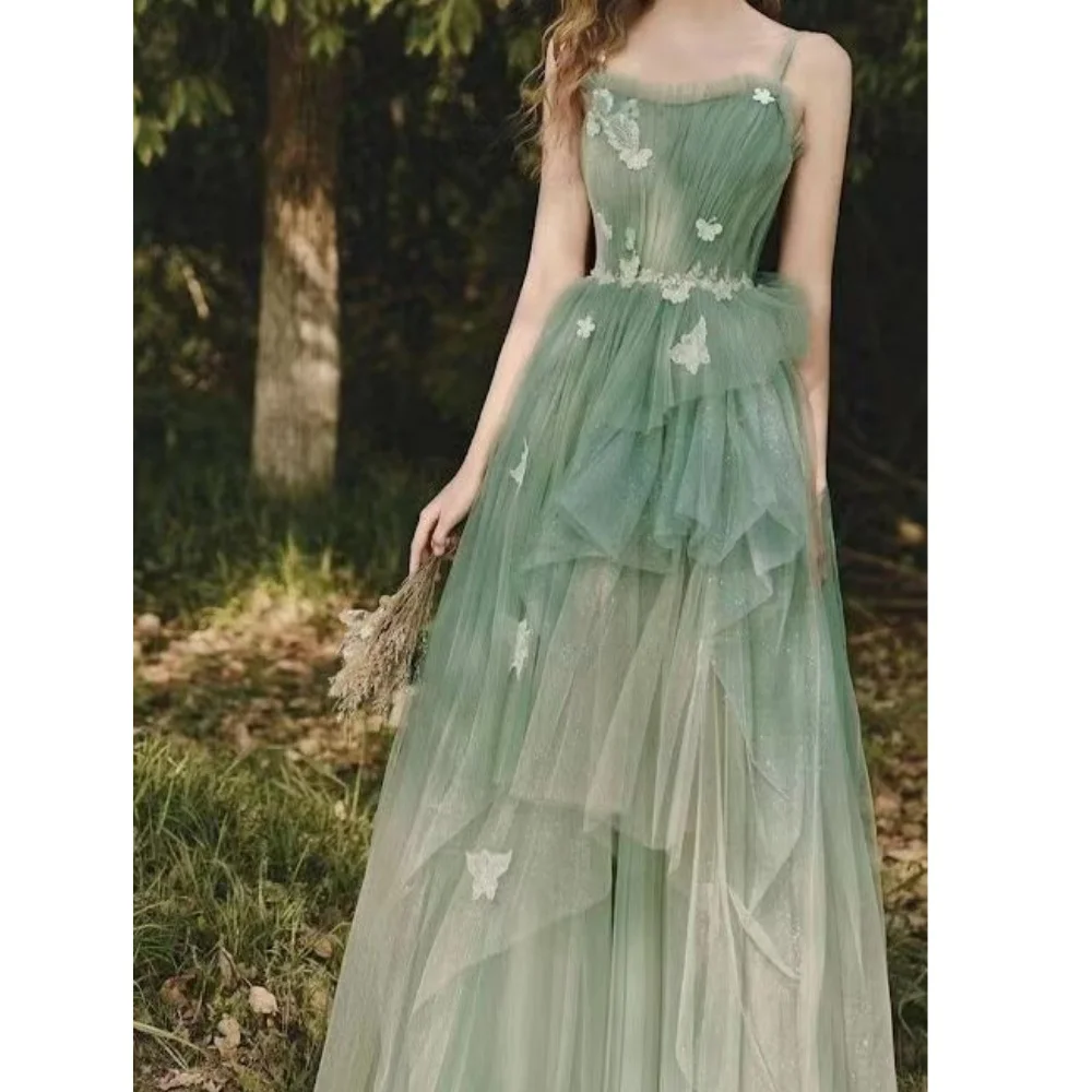 Muloong Square-Neckline Floor-Length Women Elegant And Pretty Luxury Prom Dress