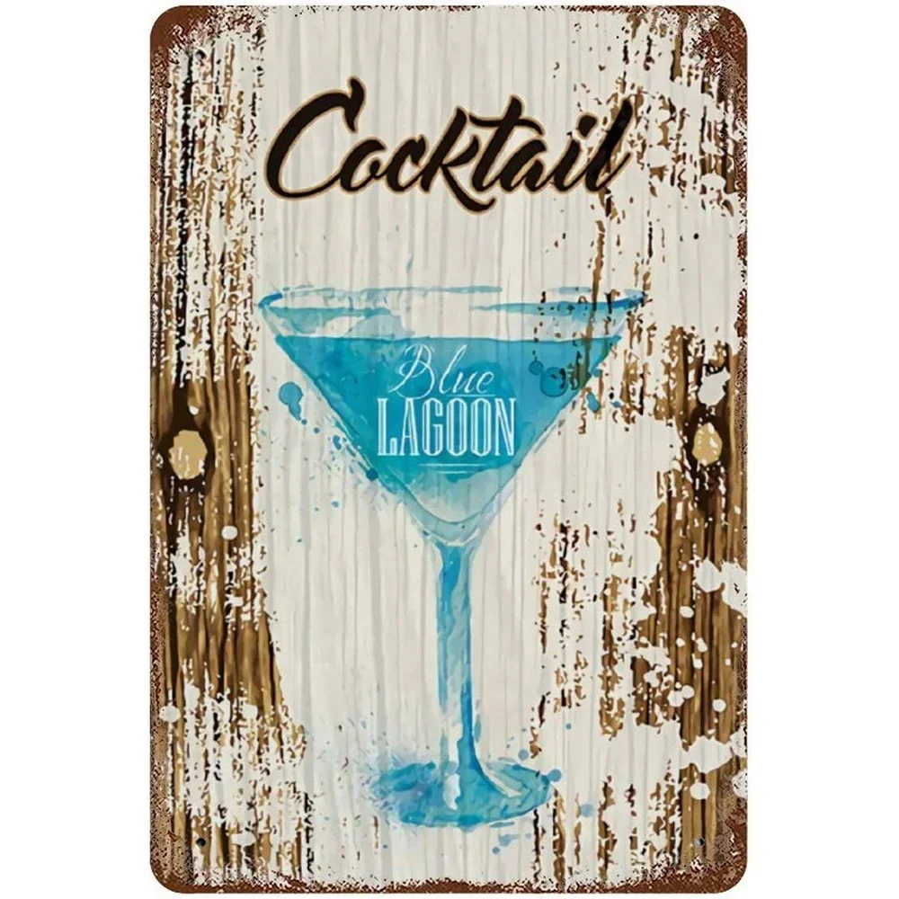 Metal Tin Signs Cocktail Pink Martini Wall Decoration Plaque Vintage Poster Iron Painting for Man Cave Home Cafe Garden Club Bar