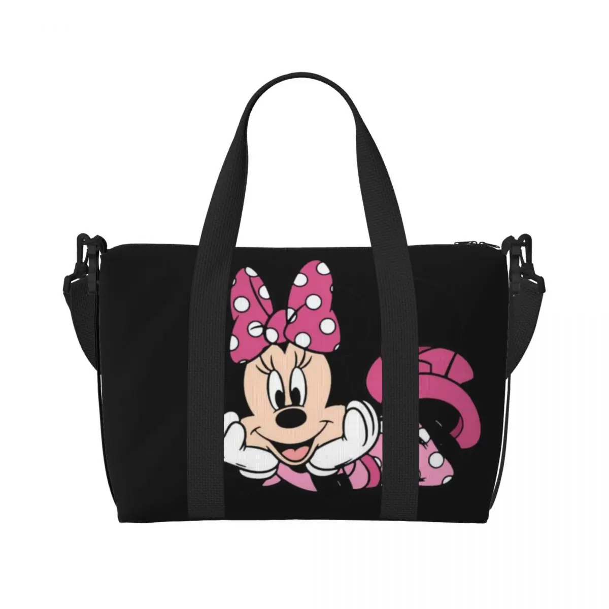 Custom Mickey Mouse Minnie Groceries Tote Shopping Bag Women Large Capacity Cartoon Beach Gym Travel Bags