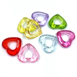 10pcs Big Candy Color Acrylic Hollow Heart Beads DIY Pendant For Jewelry Making Handmade Supplies Crafted Accessories