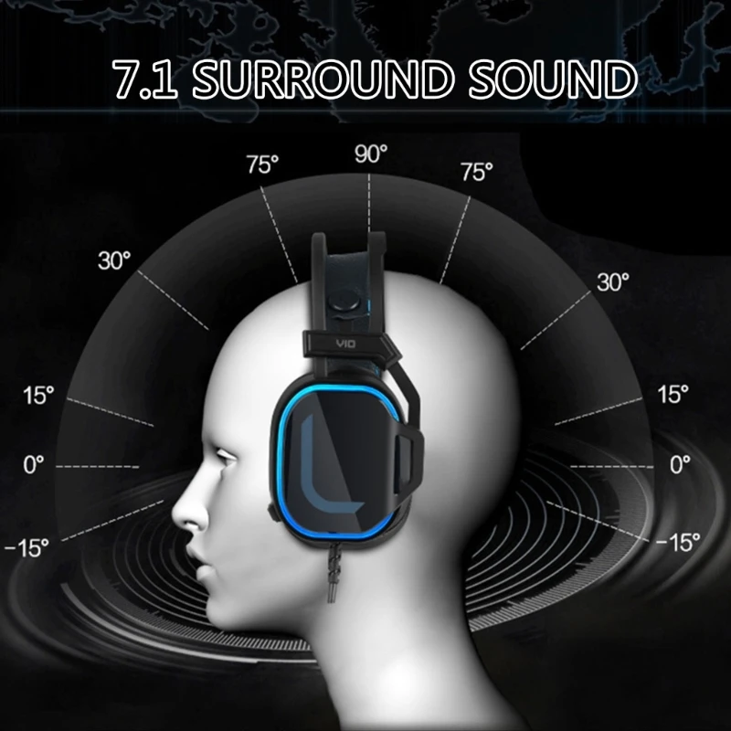 USB 7.1CH Over Ear Headsets Headphones with Vividly Lights Clear Sound and Ergonomic for Entertainment Office and Drop Shipping