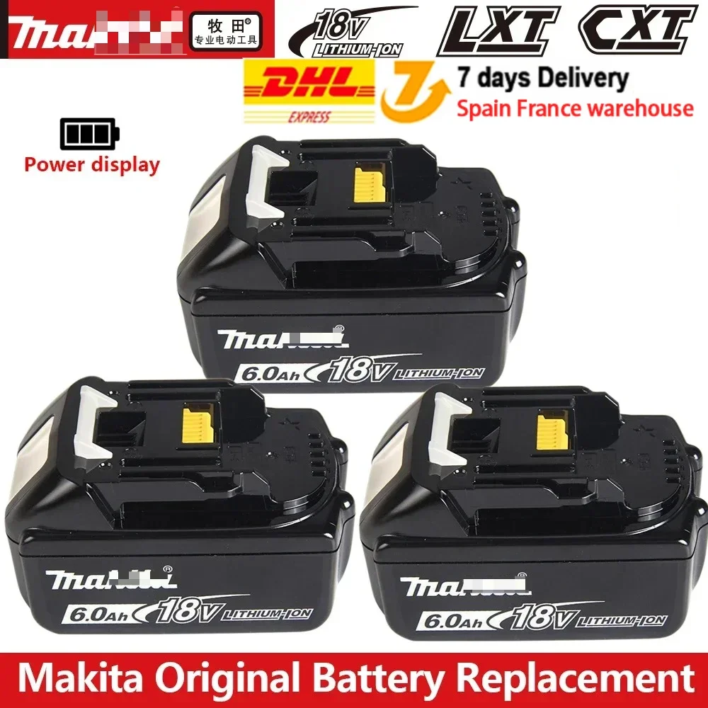 Makita 18V 6Ah Original Rechargeable Power Tools Battery 18V Makita with LED Li-ion Replacement LXT BL1860B BL1860 BL1850