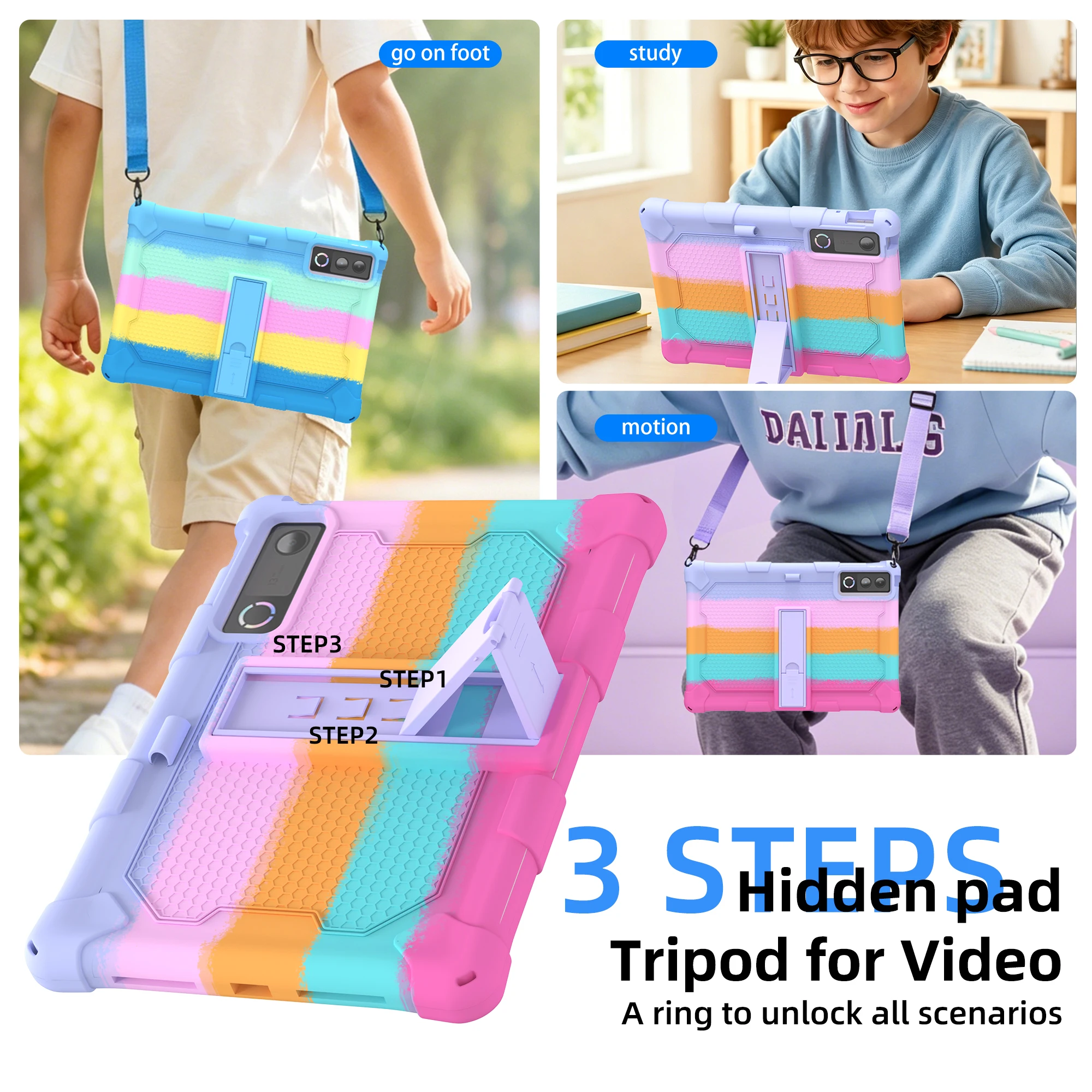 Soft Silicone Kids Safe Case For Lenovo Legion Y900 13 2026 13.0 inch Model TB522FU Adjustable Stand Cover With Shoulder Strap 5